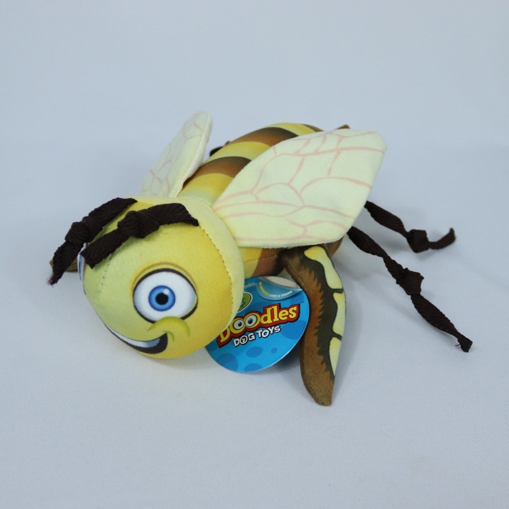Happy Tails Doodles Honey Bee Plush Dog Toy Crinkle & Squeak New with‎ Tag
